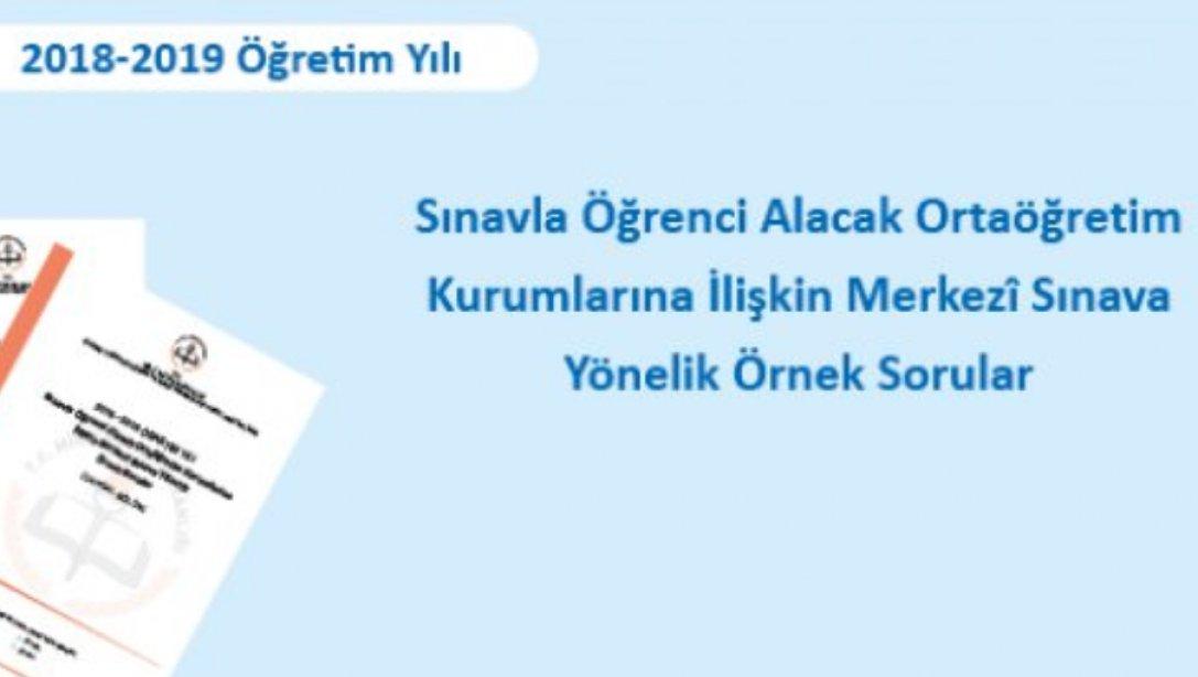 Sınavla Öğrenci Alacak Ortaöğretim Kurumlarına İlişkin Merkezi Sınava Yönelik Örnek Sorular